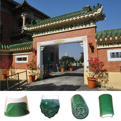品質  Plain Chinese Ceramic Roof Tiles Green Glazed Handmade Clay Roof Tiles 工場
