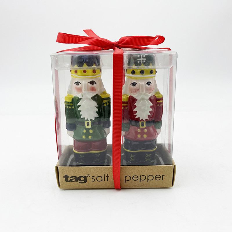 クリスマス 塩と胡桃セット 新品 陶器 サンタクロース シェイカポット キッチン装飾用
