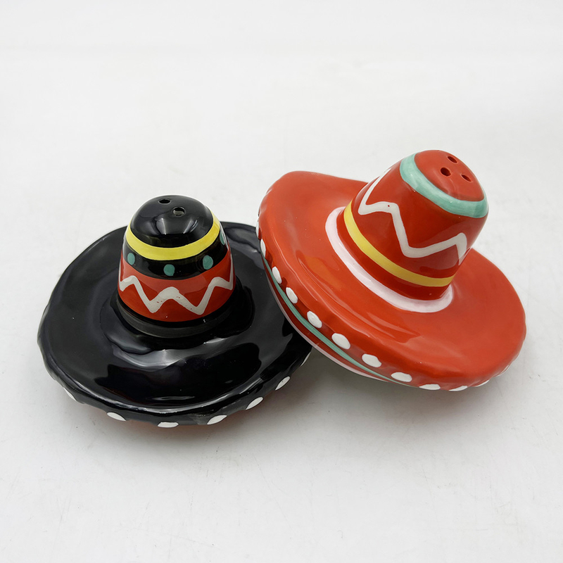 手描いた帽子 形 陶器 塩とペッパーシェイカー 家飾り ギフト サイズ 調節可能 色