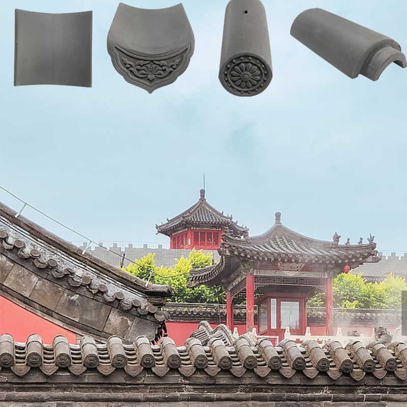 マットの中国古代寺院タイル グレー粘土屋根タイル 高強度UV耐性 遺産建築物
