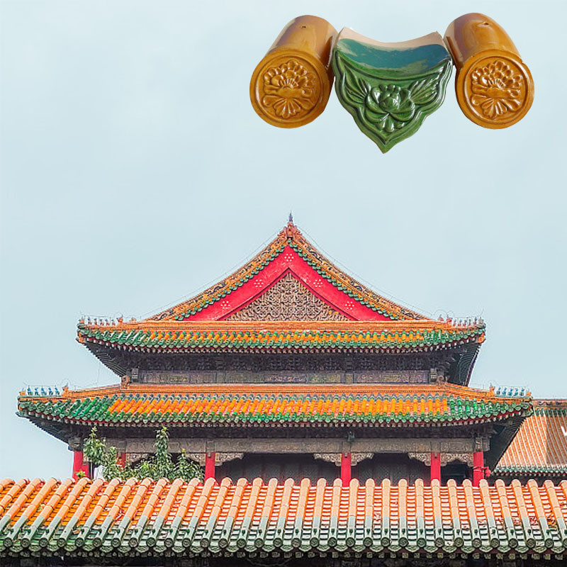 中国製 ガラスの屋根タイル 18x18cm ステキなガラスの 耐久性セラミック パビリオンの屋根用 中国建築
