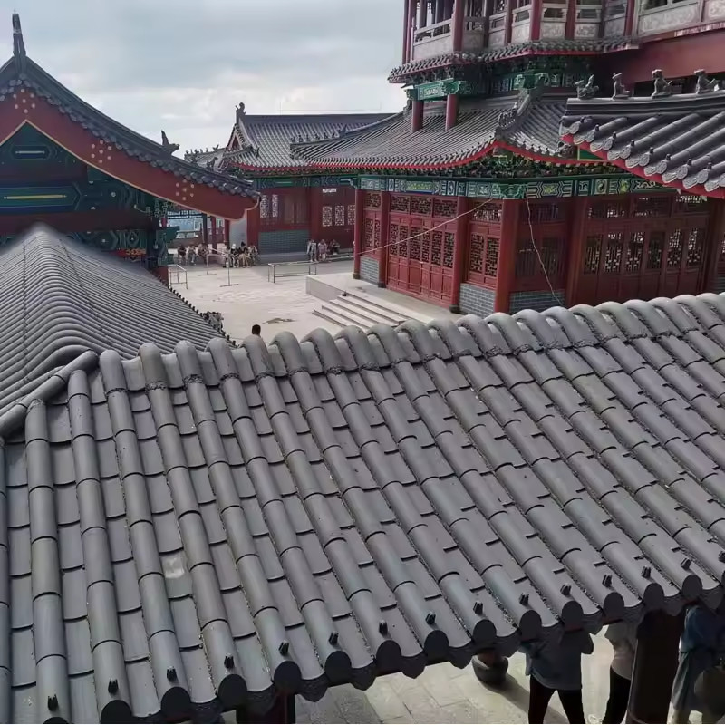中国仏教修道院 寺院 屋根タイル マット 表面 粘土 屋根の装飾