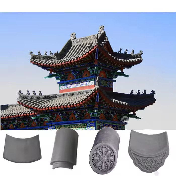 真正な伝統的な中国の寺院屋根のタイル 高級灰色の粘土 時代を超えた魅力 屋根の修復に最適