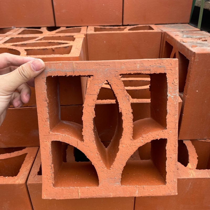 天然赤粘土テラコッタ空洞ブロック 壁カバー用ヤリタイル 風のレンガ サイズ200×200mm 方形パターン