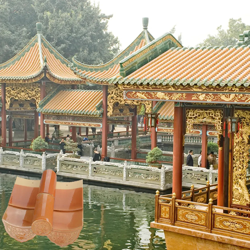 クラシックテラコタ 中国寺院 屋根タイル 輝く サイズ 多様性 色