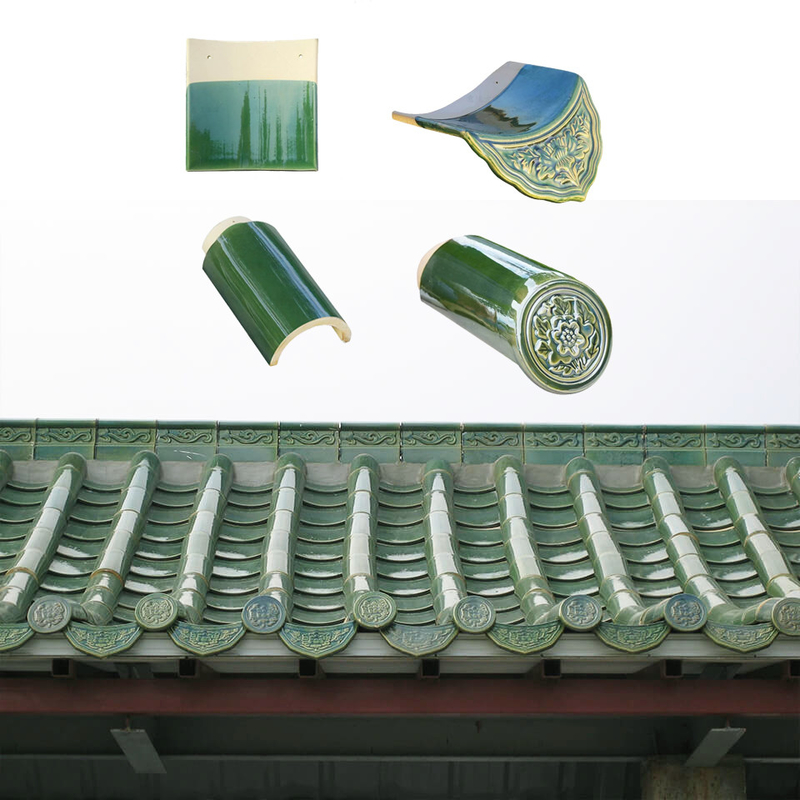 フィリピン の 中国 寺院 の 緑 色の 天井 の 伝統的な デザイン の ため に グラス された タイル