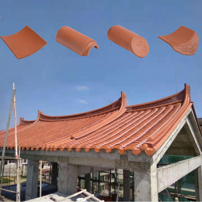 庭園パゴダのための中国天然赤粘土屋根タイル 家テラコタ屋根材料