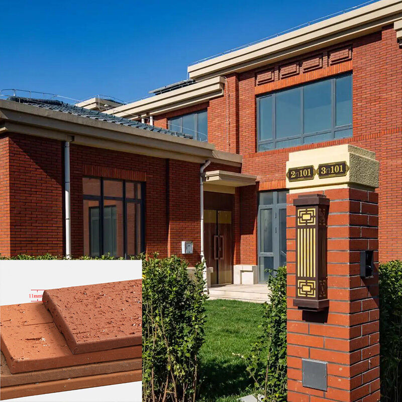 壁面の壁 薄いレンガのタイル 古いレンガ 古い粘土 舗装レンガ ホテルの壁飾り