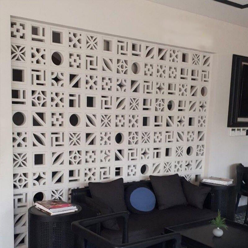 ミニマリスト線形シリーズ ホワイトコンクリートスクリーン ブリーズブロック シメントコンポーネント 現代の玄関のためのレンガ