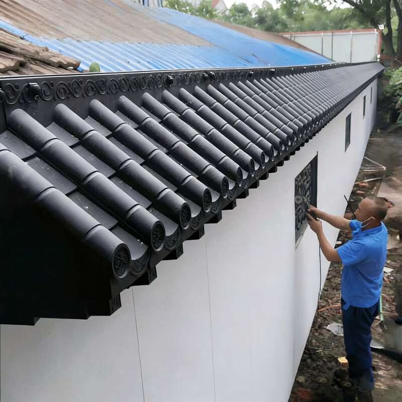 3D アンティーク エイブ 屋根 棚付き アジア式中国式 プラスチック製 屋根タイル 簡単に設置