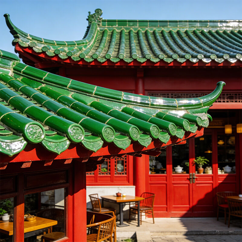 中国 伝統 緑釉瓦 翡翠緑 手作り粘土釉薬瓦 耐火防水 アジア風寺院 ヴィラ用