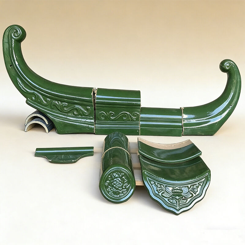 中国 伝統 緑釉瓦 翡翠緑 手作り粘土釉薬瓦 耐火防水 アジア風寺院 ヴィラ用