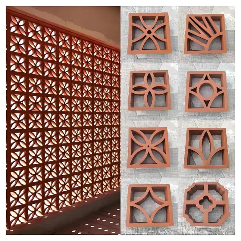 Terracotta Tiles Hollow Design Facade Bricks Clay Building House Wall Decoration Breeze Block