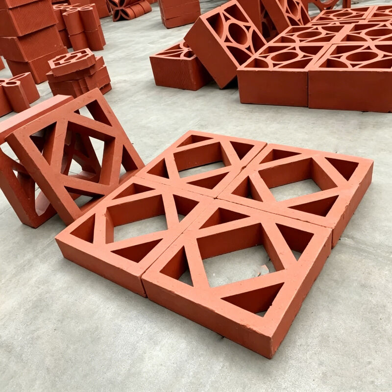 中庭プライバシースクリーン壁用耐候性レッドテラコッタ中空ブロック装飾粘土ブリーズブロック