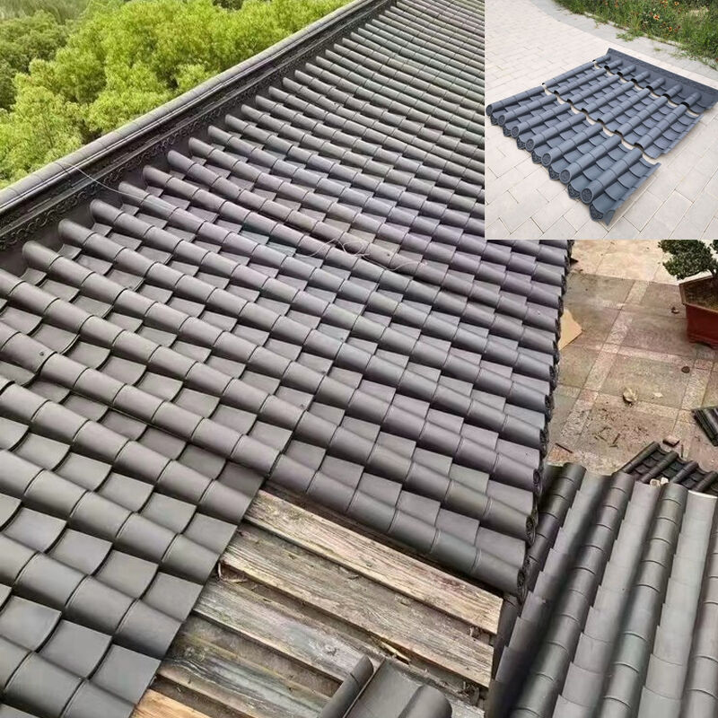 軽量PP合成中国風屋根シート 店舗用キャノピー＆インテリア装飾向け 一体型プラスチック製アンティーク瓦パネル
