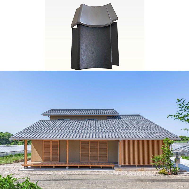 ミニマリスト 日本式 円面 セラミック カワラ タイル 抹黒 互換 屋根タイル 木造型 屋敷