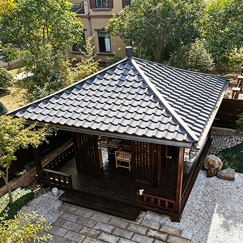日本パビリオンの屋根タイルキット 庭のガゼボ&パティオシェルターのためのスモークイグレー波のタイルを互換化