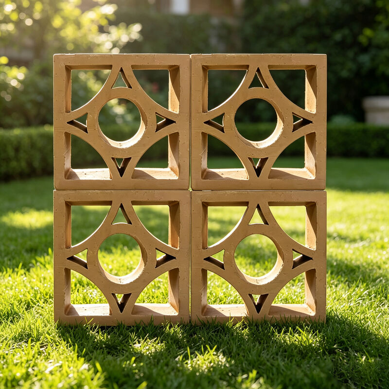 Natural Terracotta Breeze Blocks Earthy Yellow Clay Decorative Ventilation Blocks Indoor & Outdoor Decorative Space Dividers