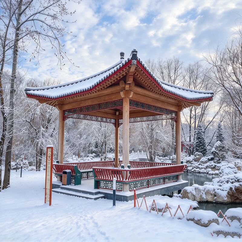 商業用角材パビリオンキット 3m 高耐久 ほぞ継ぎ アジア風木製ガゼボ 公共植物園・リゾート用